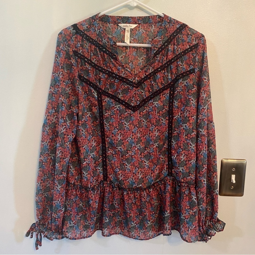 Matilda Jane Carol Floral Peasant boho blouse medium